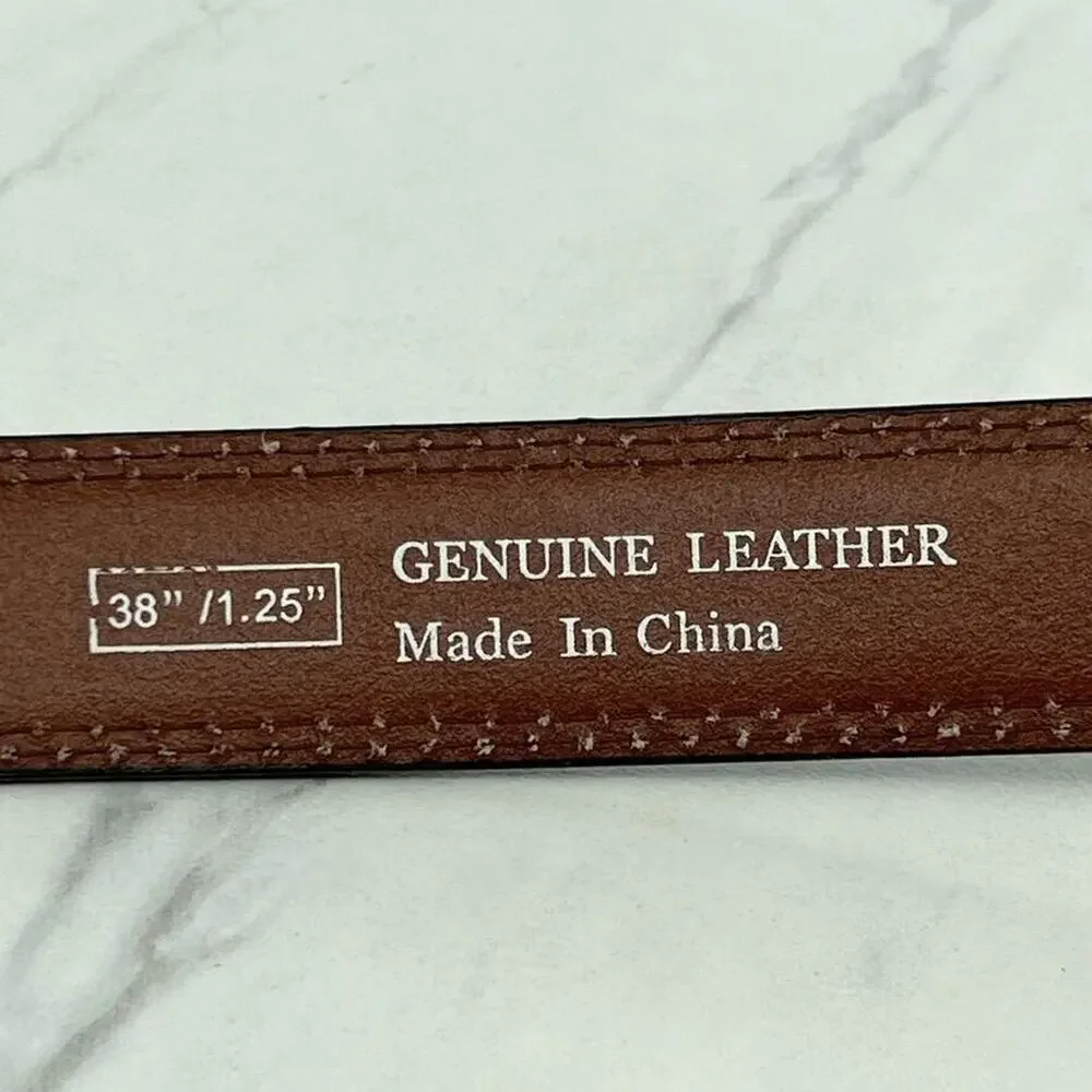 Brown Distressed Genuine Leather Belt Size 38 Mens